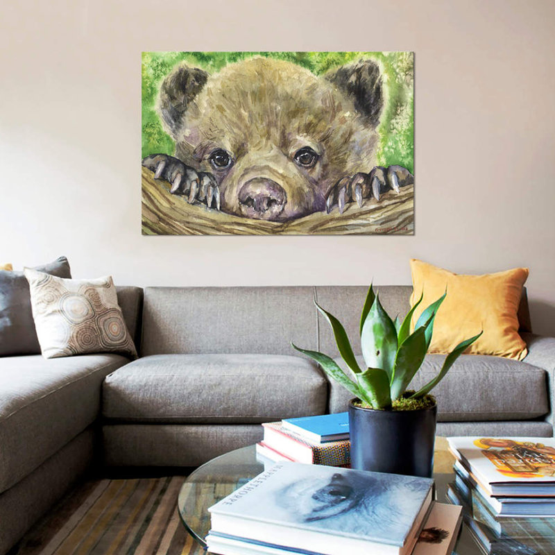 Impression sur toile ours, H 8 po x l 12 po x P 0,75 po, Toile tendue, Pas de tapis