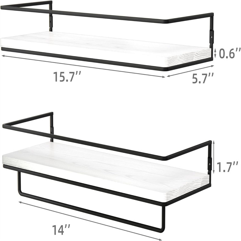 Wendi 2 Piece Solid Wood Floating Shelf with Towel Bar