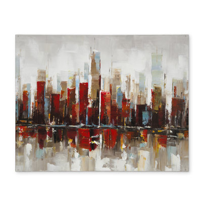 Industrial Bedroom Placemat - Abstract Colorful Skyscrapers