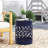 Large Outdoor Metal Side Table. Modern Design, Navy Blue. Iron Cut, Powder-Coated. No Assembly. 14.14In.X14.14In.X18.24In., 4.72Lb End Style, Powder-Coated Frame. 14.14In X 18In,-187944403