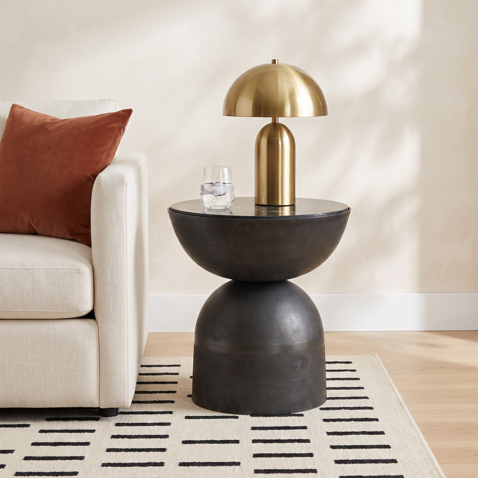 Earlie End Table, Black Marble, Hammered Gray
