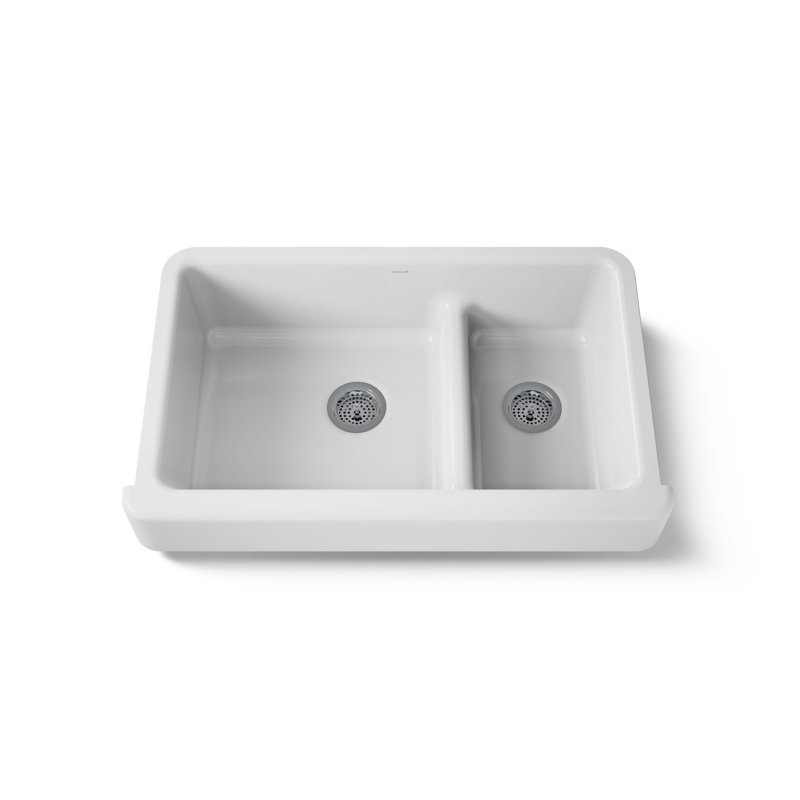 Whitehaven® 36" L x 22" W Double Basin Farmhouse/Apron Kitchen Sink, White