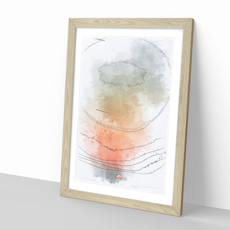 Glorious Sunset 1 Piece Single Picture Frame Painting on MDF, 63cm H x 45cm W x 2cm D, Oak Framed