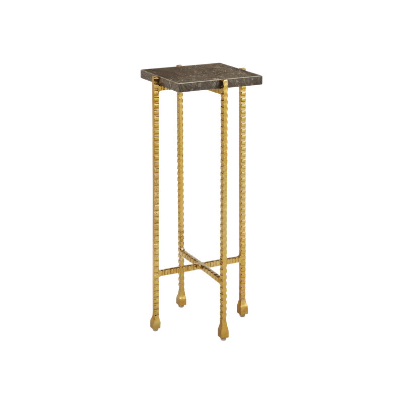 Flying Gold Marble End Table, 23.5" H x 9.25" W x 9.25" D