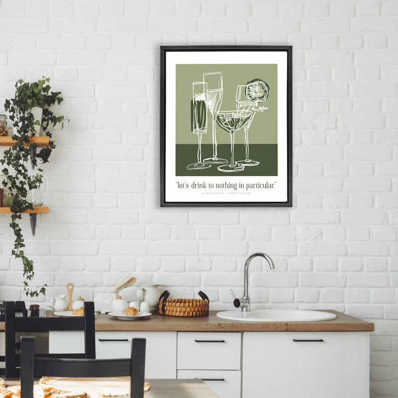 Cadre flottant Green Drink Toast, par Lettred and Lined, Cadre flottant noir de jais, H 21 po x l 17 po