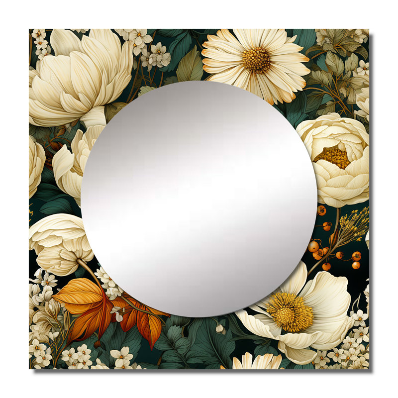 Miroir carré en aluminium Earthy Greens, 23 po x 23 po