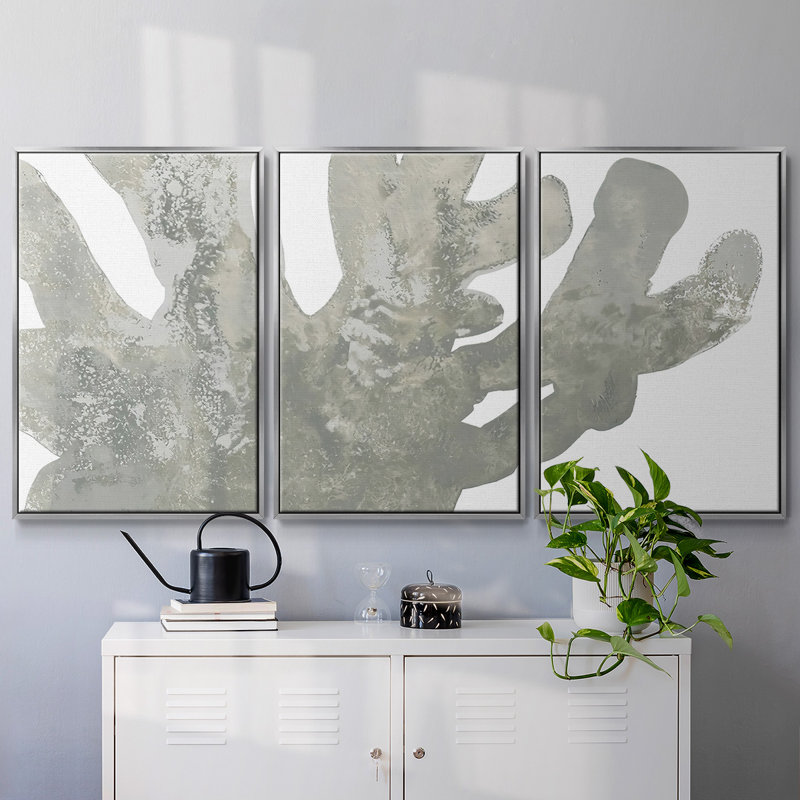 Stone Macro Coral I, impression sur toile 3 pièces, H 24 po x l 48 po x P 2 po, Argent