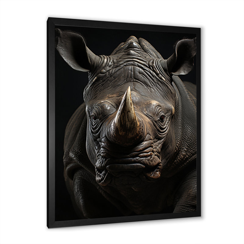 Rhinoceros Majestic Guardian sur toile, H 32 po x l 24 po x P 1 po, Cadre photo noir
