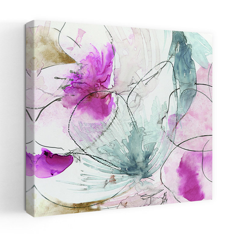 «Pretty In Pink II», art floral délicat et éthéré, H 18 po x l 18 po