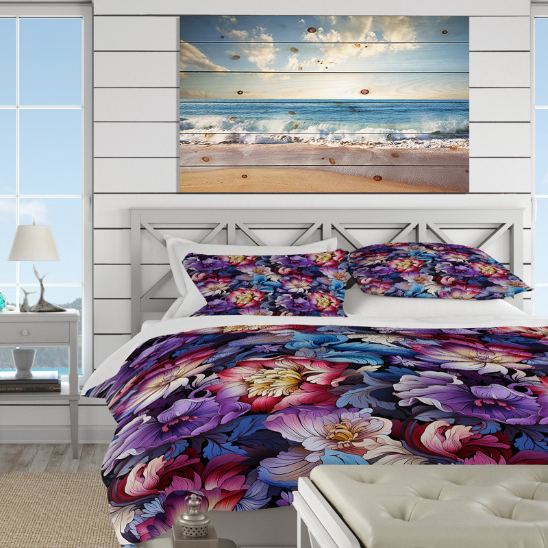 Ensemble de housse de couette Floral Mirage, Housse de couette pour grand lit et 2 taies décor