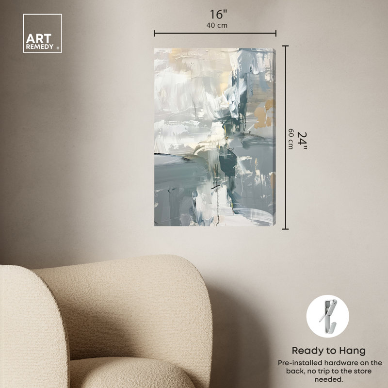 Art mural abstrait vert brume par Art Remedy, Toile tendue, H 24 po x l 16 po