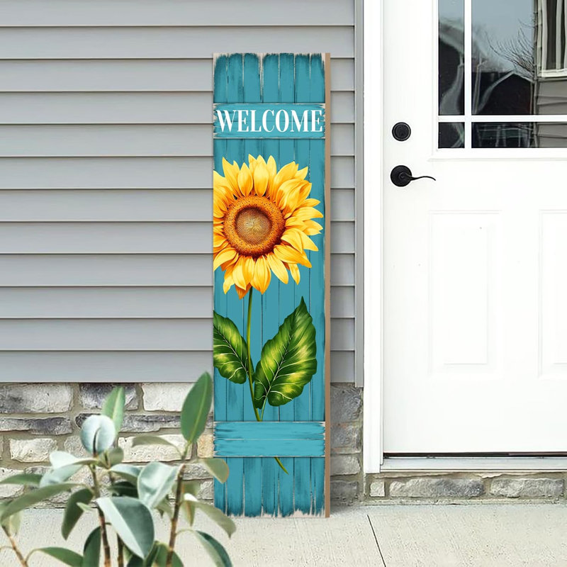 Panneau de bienvenue en bois avec tournesol, décoration rustique printanière pour porche, panneau mural décoratif pour la maison