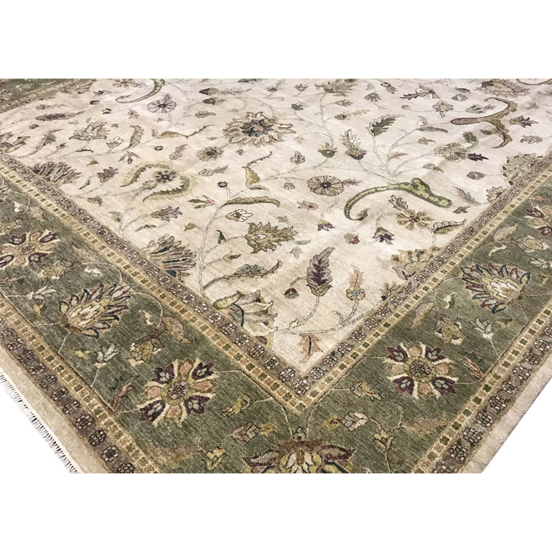 Hand-Knotted High-Quality Beige and Gold Area Rug