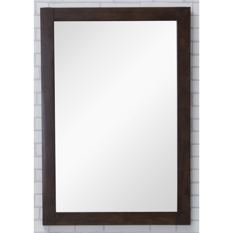Metcalfe Solid And Engineered Wood Flat Wall Mirror, 32" x 22" , Medium Gray
