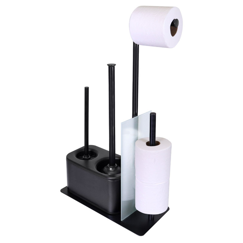Blue Donuts Metal Toilet Brush Set, Black