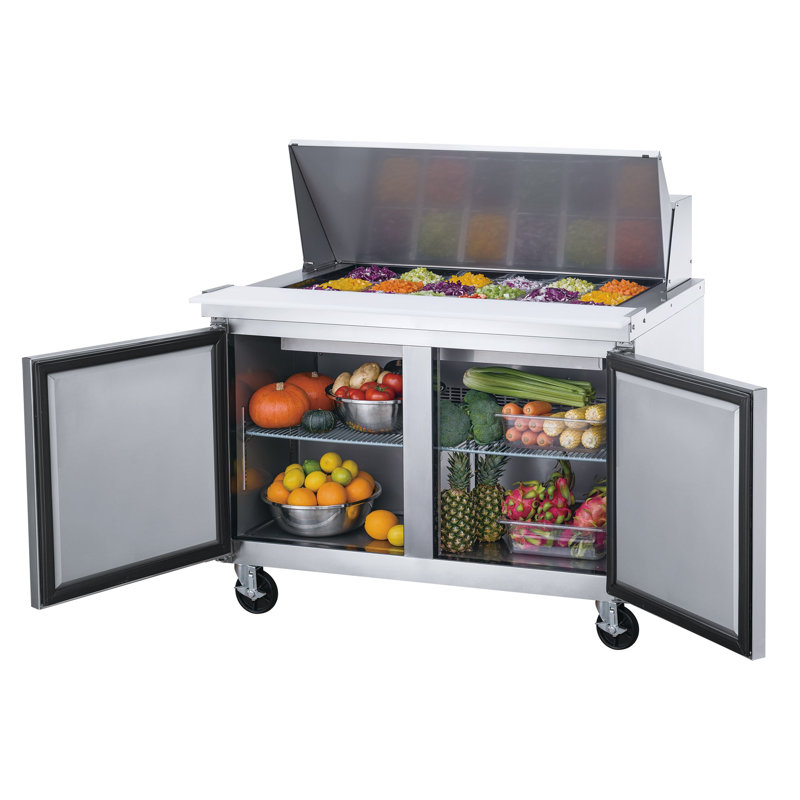 48.125 in. Stainless Steel 2-Door Commercial Food Prep Table Refrigerator