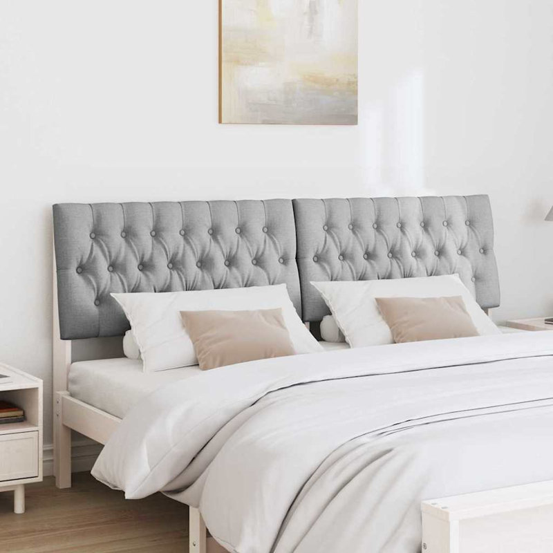Solid Wood Headboard, DE Size - 180 x 220 cm, Light Grey, White