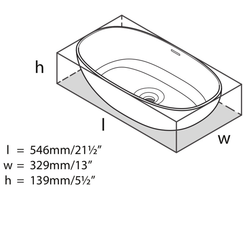 Barcelona Solid Surface Oval Vessel Bathroom Sink, Matte White