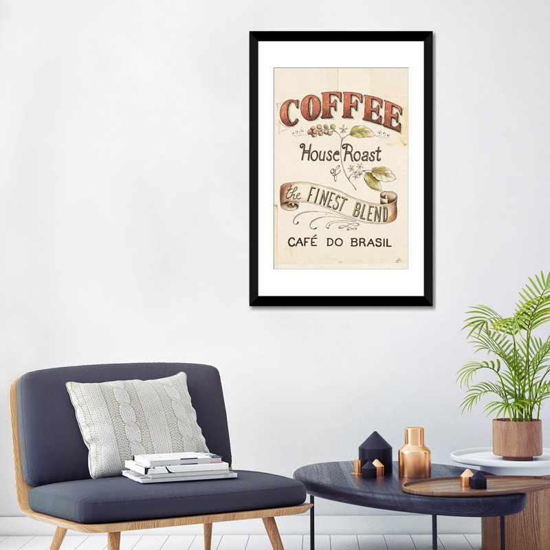 « authentique coffee ix », art textuel sur toile, H 24 po x l 16 po x P 1 po, Papier avec cadre noir, Blanc