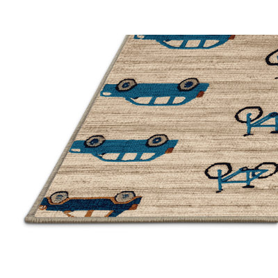 Machine Washable Transportation Beige Area Rug