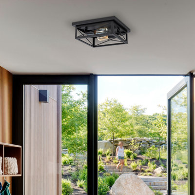 Plafonnier encastré carré en métal 2 lumières avec capuchon rotatif 