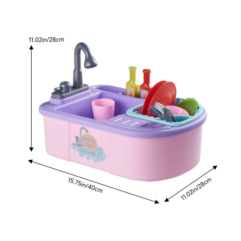 Electric Kitchen Sink Toy Set, Pink