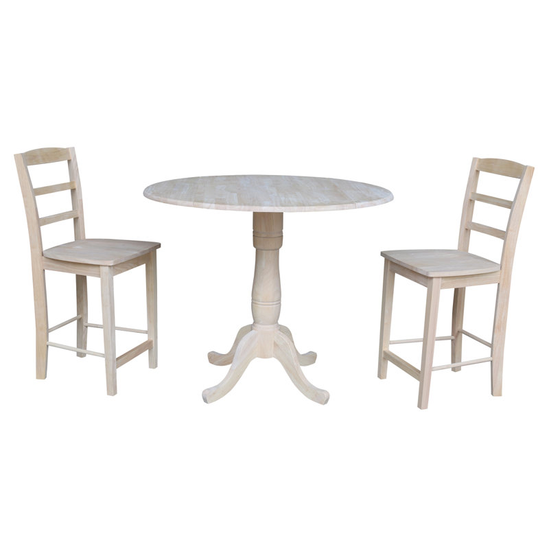 Ensemble de salle à manger à hauteur de comptoir en bois massif Dekeshia, Brut / prêt à finir