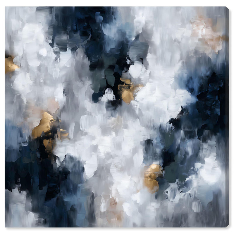 «Midnight and Ivory I», art mural abstrait sur toile , Toile tendue, H 30 po x l 30 po