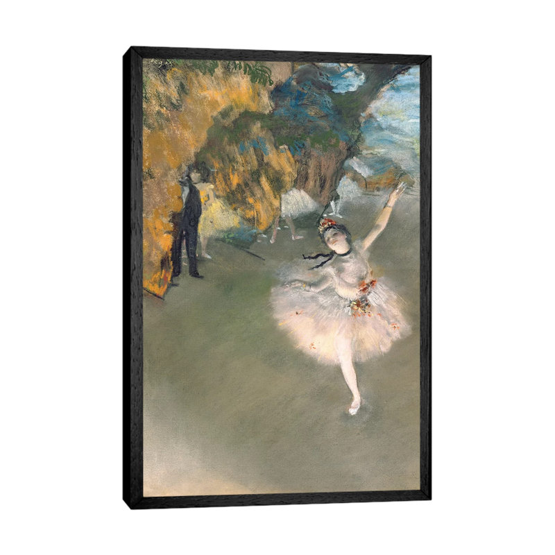 The Star, Or Dancer On The Stage, C.1876-77 by Edgar Degas - Painting on Canvas, 101.6cm H x 66.04cm W, Black Framed