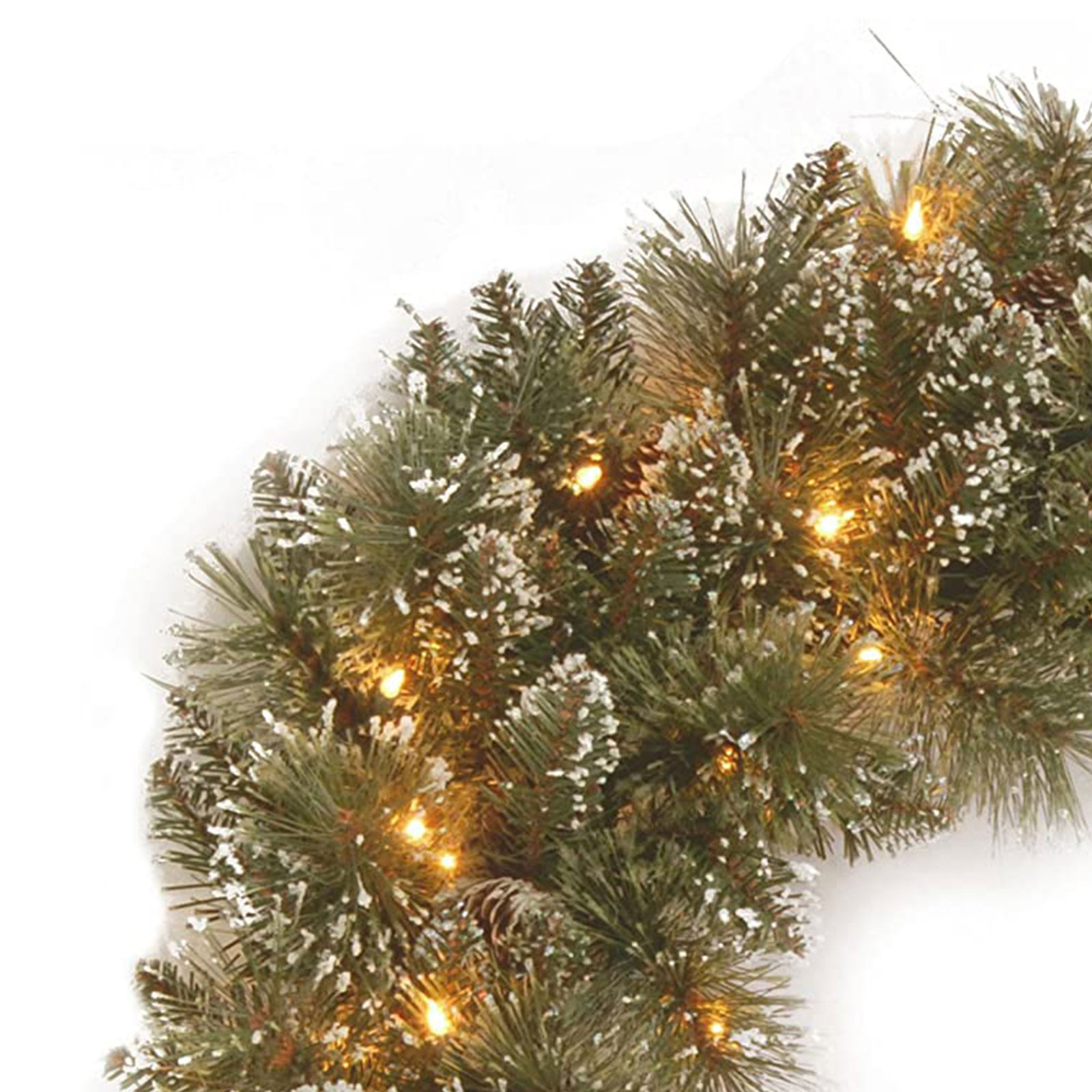 Frosted Pre-Lit Wreath, 24" H x 24" W x 5"D