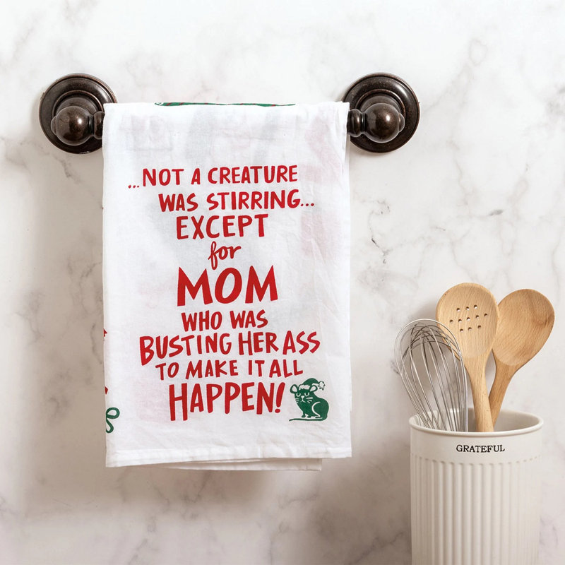  Ensemble de serviettes de cuisine de Noël rigolo Except For Mom - 28 po x 28 po