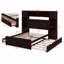 Lit en bois avec armoire, tablette et prises tout-en-un-514577486