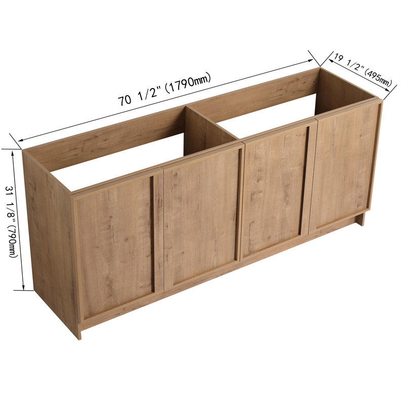 Ithran 72'' Double Bathroom Vanity Base Only, Base Cabinet without Top