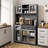  71" Tall Kitchen Pantry Cabinet Storage Cabinet with Charging Station, LED Lights, Glass Doors, Wine Storage and Adjustable Shelves-96319122