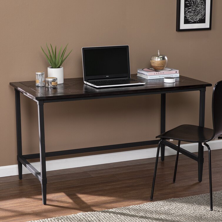 Lagom Wooden Home Office Computer Desk with Drawers and Keyboard Tray, Black