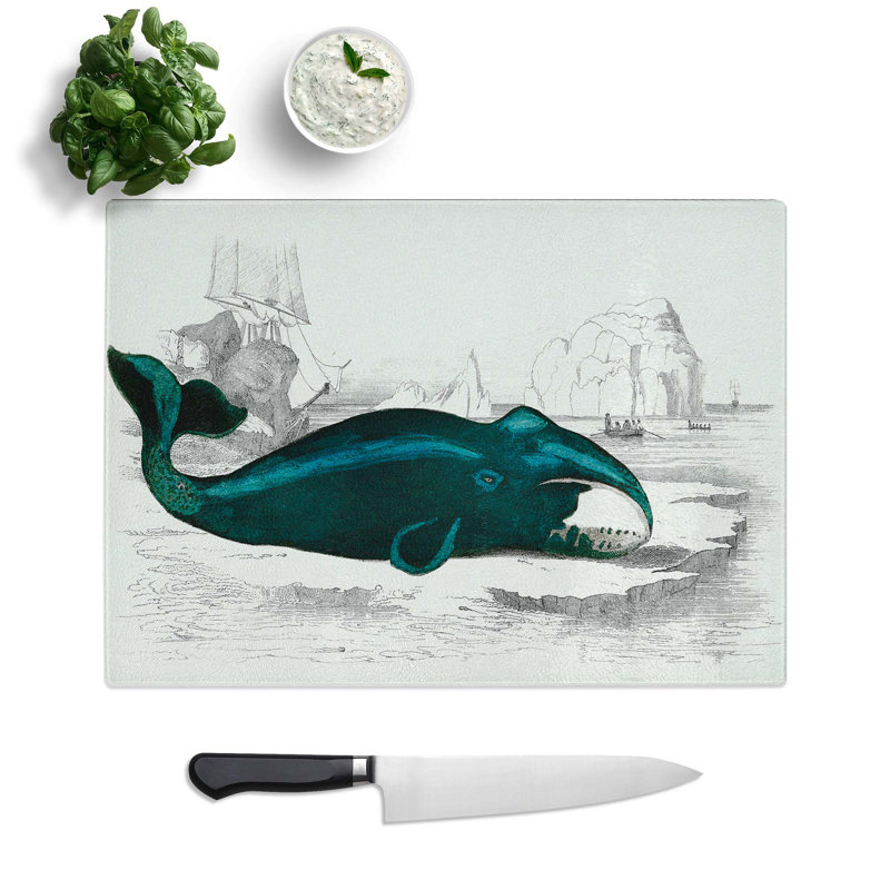 Tempered Glass Beached Whale Chopping Board, 39 cm W x 28.5 cm L