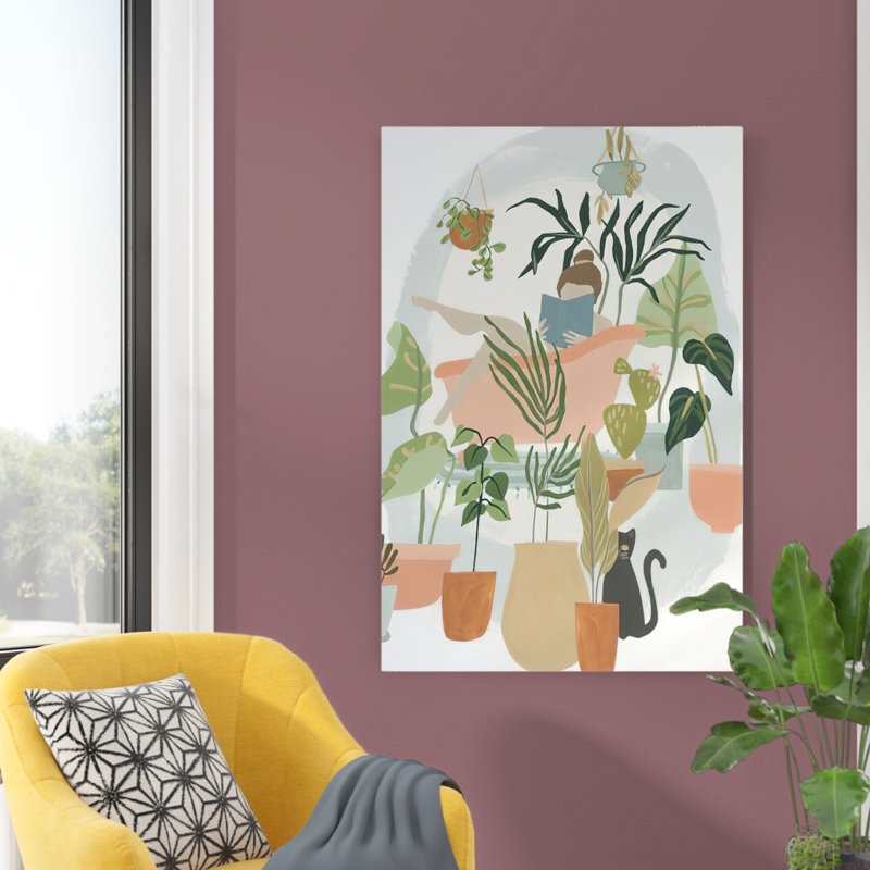 Plant Lady Bath I by June Erica Vess - Painting, 46cm H x 30cm W, Wrapped Canvas