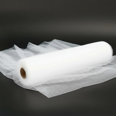 White Tulle Fabric Rolls, 54 Inch by 10 Yards (30 ft) Tulle Ribbon for Wedding Party Decoration Sheer Fabric Spool Bolt, Ceiling Decor, Tutu Skirt, Christmas Gift Wrapping, Soft & Drape (White)