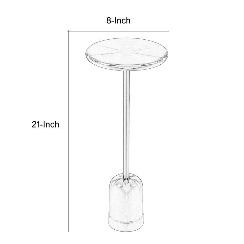 Silver Round Steel Mirrored Pedestal End Table