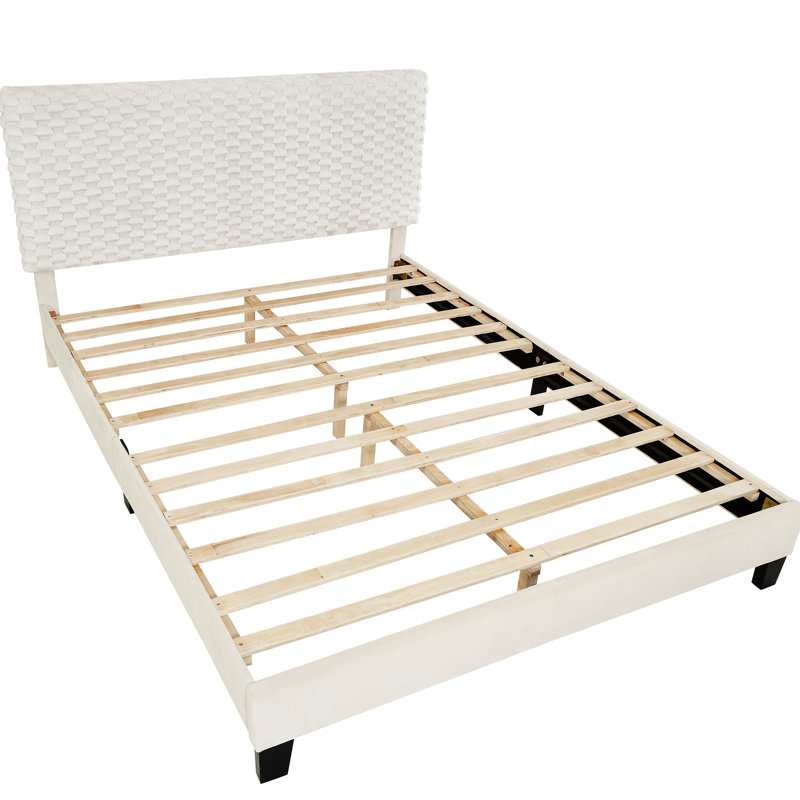 Lit plateforme tapissier grand 3D - Revêtement de chambre à coucher élégant et confortable, Mdf, Grand lit