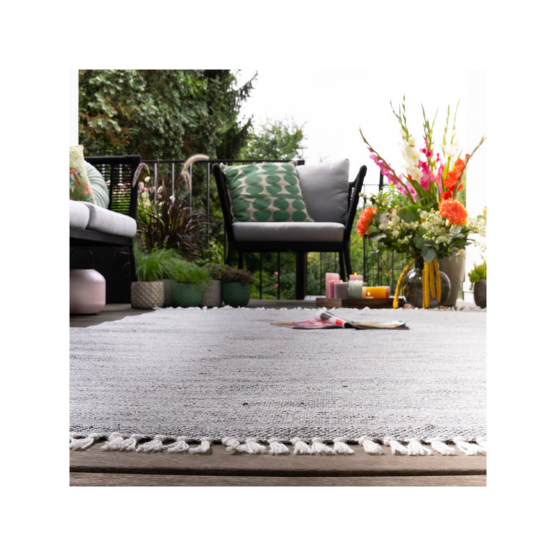 Nador Striped Area Rug, Rectangle 80 x 150cm, Grey/Brown/Blue