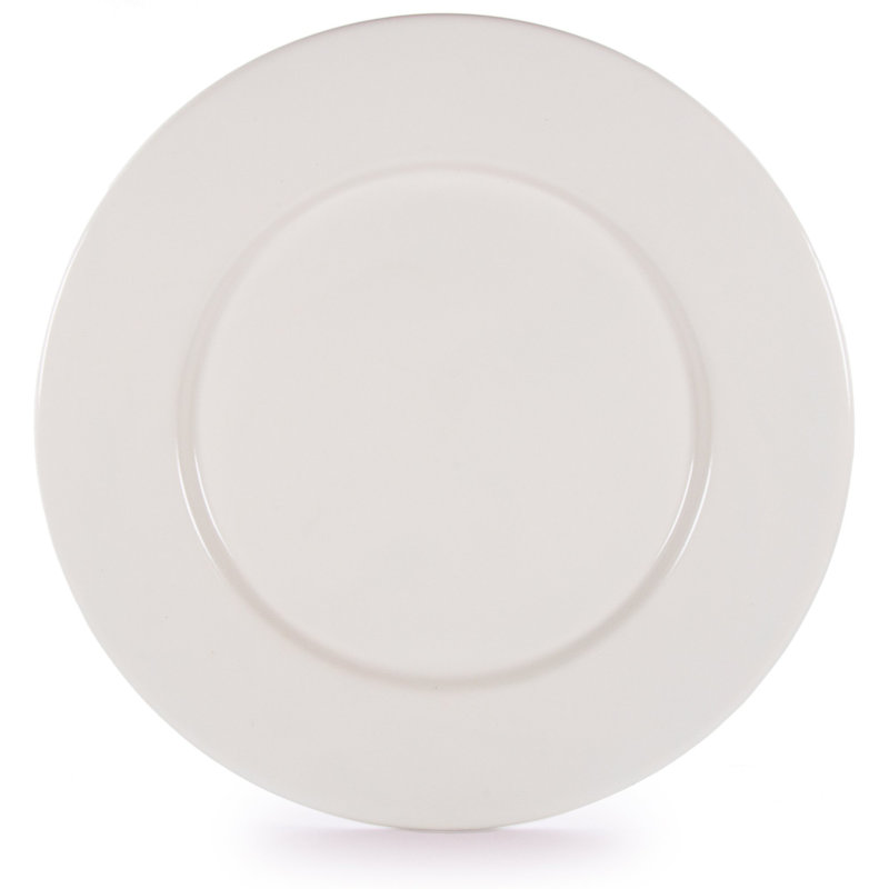 Rolled Black Rim Plate Set/4, Cream