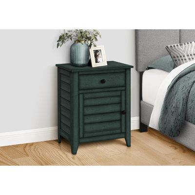 Table de chevet antique en placage bleu - Rangement pratique pour table d'appoint décorative de chambre à coucher