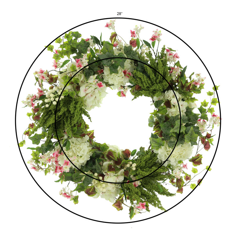 32'' Wreath With Hydrangea And Ivy