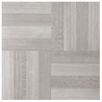 Carreaux de sol en vinyle 27 pièces Woven Trends Portfolio de 12 mm d'épaisseur (12 po x 12 po, gris cendré)
