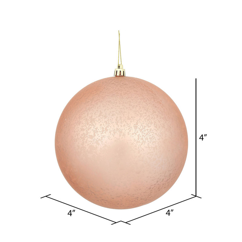 Ornement boule de mercure mat, Or rose, H 4 po x l 4 po