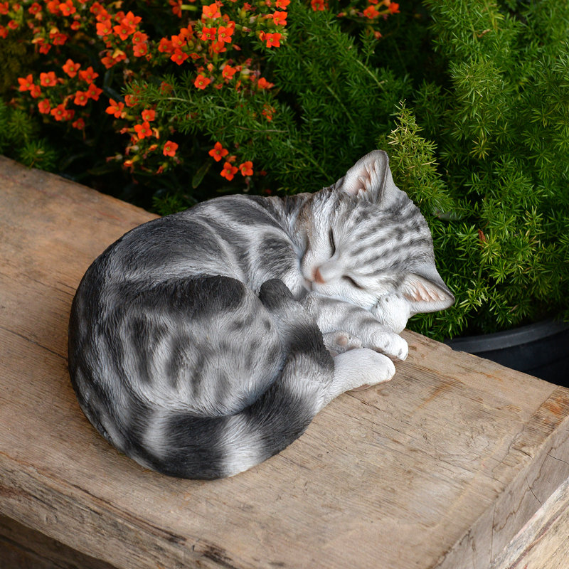 Animals Polyresin Garden Statue, White/Black