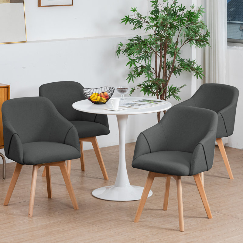 Fegan Swivel Linen Upholstered Back Side Chair, Gray, 2