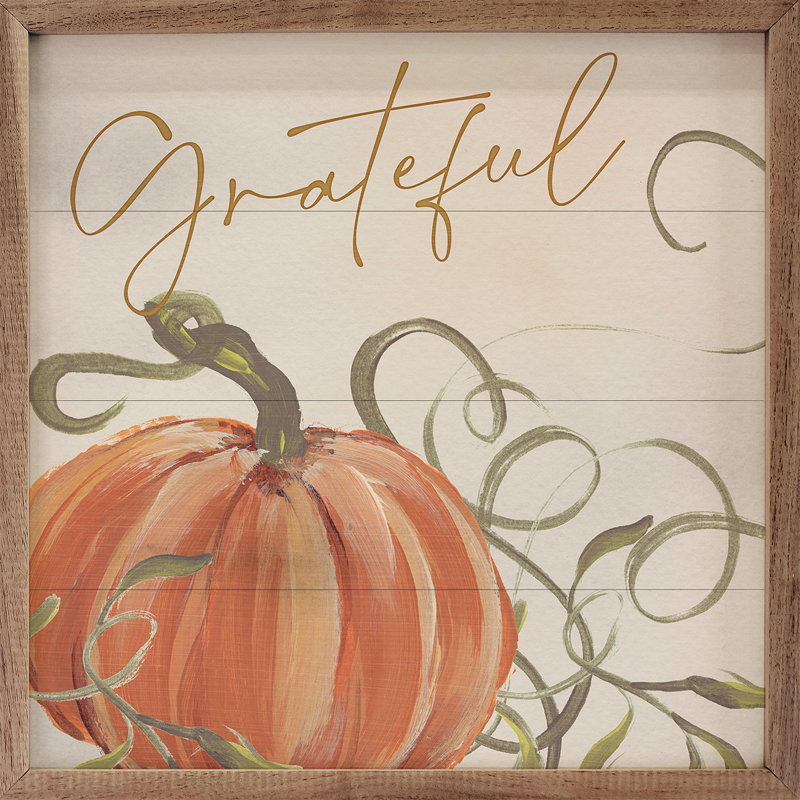 «Grateful Pumpkins By Nina Blue» sur panneau de fibres à densité moyenne / bois massif, H 4 po x l 4 po