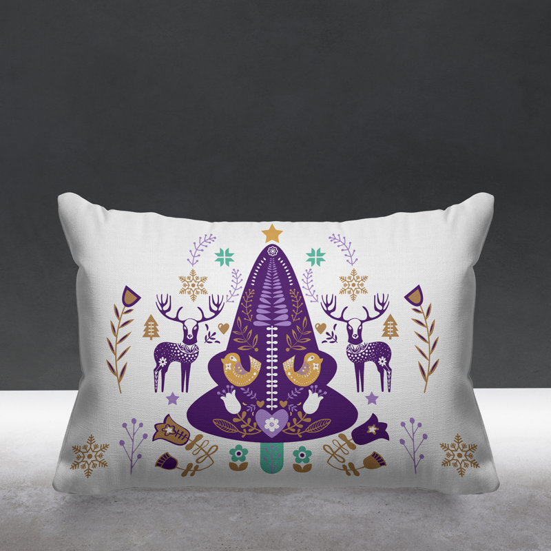 Coussin intérieur / extérieur Scandinavian Christmas Tree, Mauve